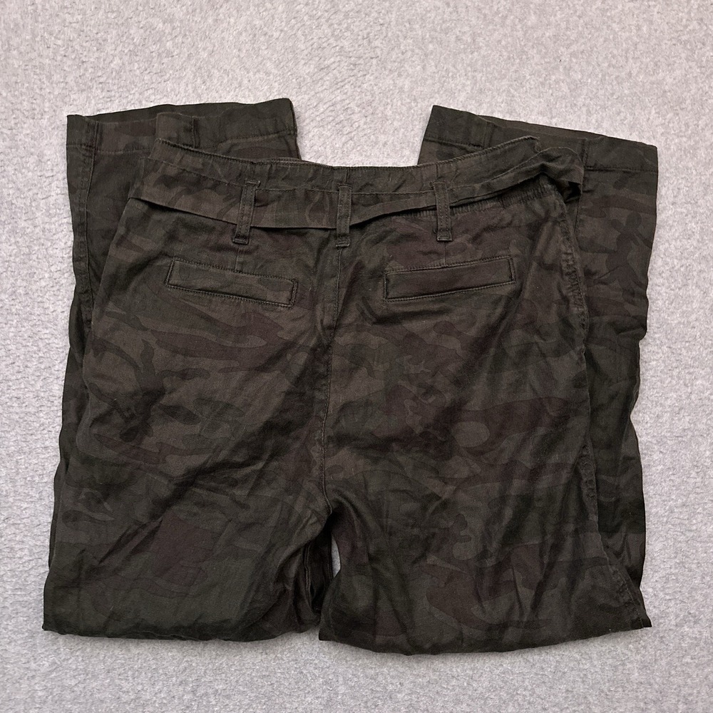 Level 99 Bette Seamed Trouser Size 28 Midnight Camo Belted High Rise Linen Blend - Picture 10 of 11